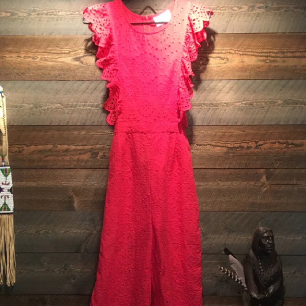 EYELET SCALLOPED ROMPER